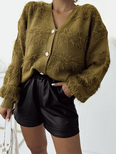 Cardigan cu nasturi pentru femei Royalfashion Mustard