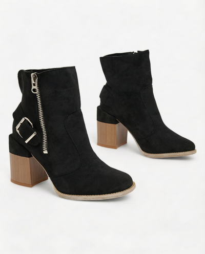 Royalfashion Cizme înalte stiletto pentru femei din piele ecologică neagră Acimra