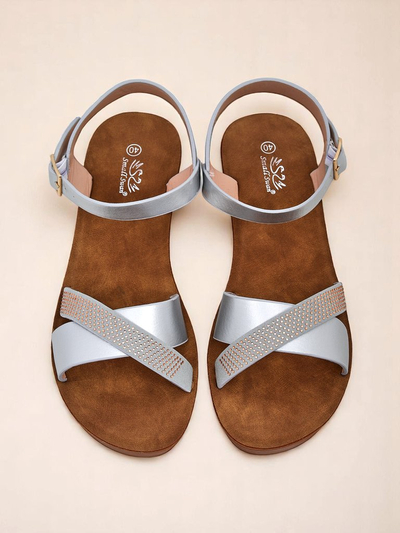 Sandale Royalfashion cu talpă wedge pentru femei, cu strasuri Allona