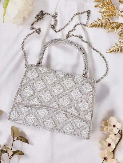 Royalfashion Mică geantă de mână pentru femei cu strasuri și perle