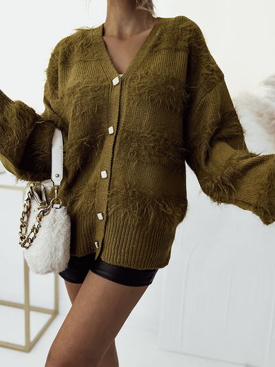 Cardigan cu nasturi pentru femei Royalfashion Mustard