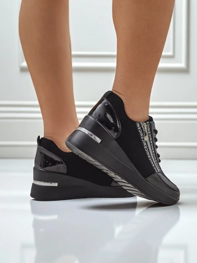 Sneakers dama negri cu toc Calista Nero - eleganță și confort pentru fiecare zi