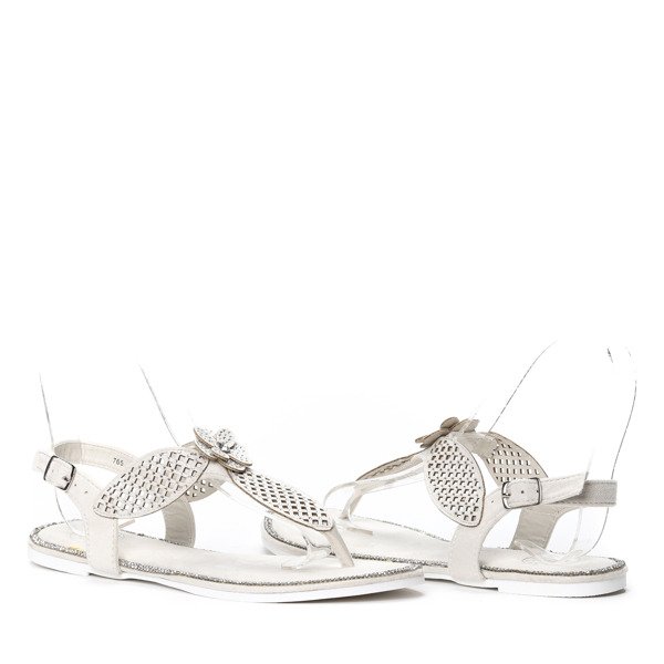 Białe sandały z cyrkoniami Tossima- Obuwie
