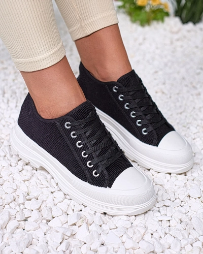 Royalfashion Negru adidași cu platformă pentru femei Spollero