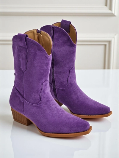 Botine cowboy de damă din piele ecologică întoarsă SpireHush