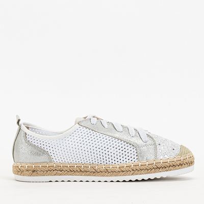 Tenisi albi Akoio ajurati cu sclipici - Pantofi