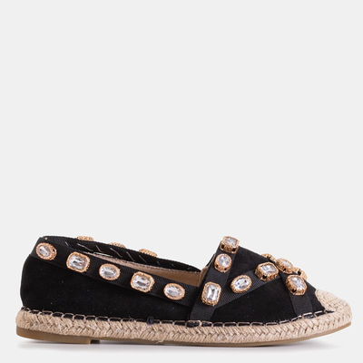OUTLET Espadrile de dama negre cu cristale Wamba - Incaltaminte
