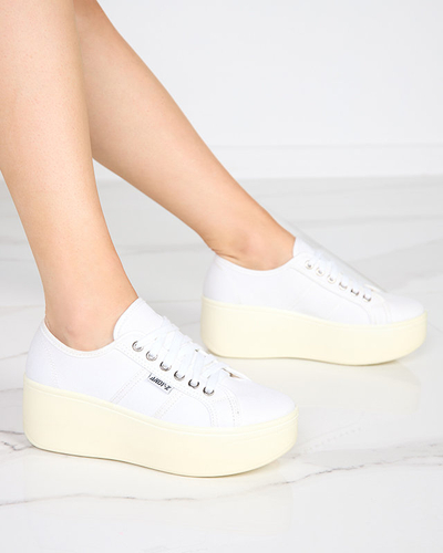 OUTLET Tenisi sport albi si ecru pe platforma Darru-Footwear