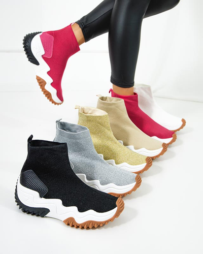 Pantofi sport Tenera de damă albi cu platformă - Încălțăminte