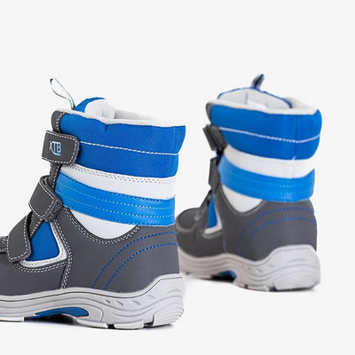 Cizme de zăpadă pentru băieți gri și albastru Sidan - Pantofi