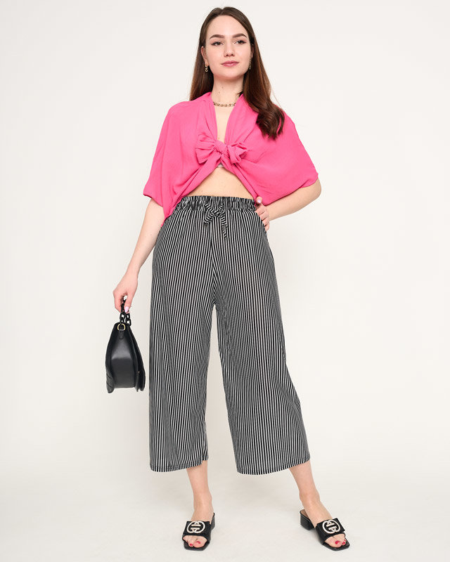 Pantaloni de damă din țesătură cu dungi negre - Îmbrăcăminte