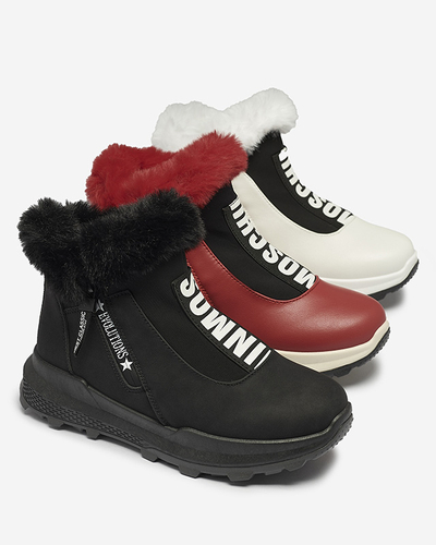 Cizme izolate roșii pentru femei cu blană Scherr- Footwear