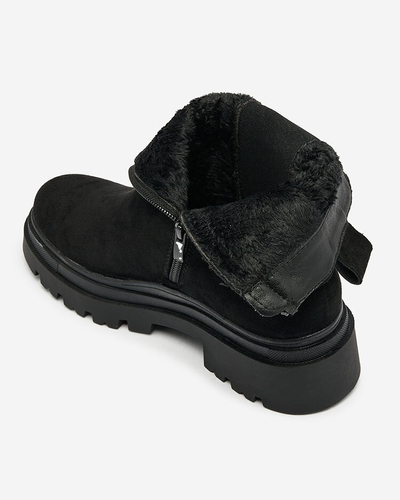 Royalfashion Cizme negre de damă cu curea decorativă Doasa