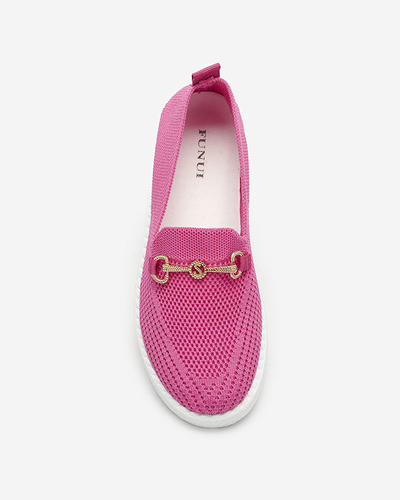 Adidași slip on de damă fucsia cu ornament auriu Enelida - Încălțăminte