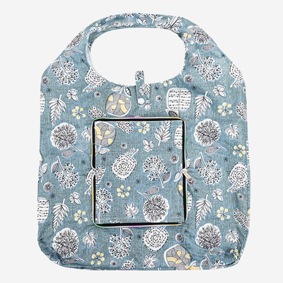 Geantă shopper gri, pliabilă, cu flori - Accesorii
