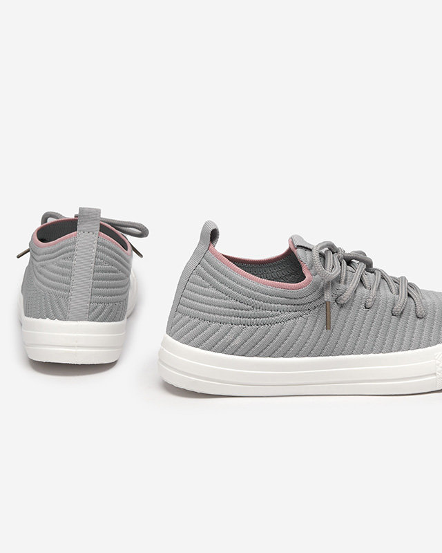 OUTLET Tenisi gri dama cu nervuri Manfer- Incaltaminte