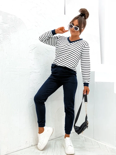 Royalfashion Set de femei din bumbac cu dungi