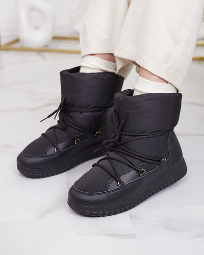 Royalfashion Cizme de zăpadă slip-on pentru femei de culoare neagră Iredas
