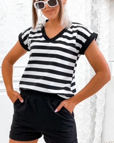 Royalfashion Set pentru femei din bumbac cu dungi