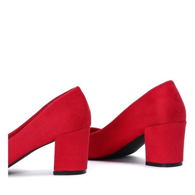 OUTLET Czółenka na słupku z eko zamszu w kolorze czerwonym Madisynn- Obuwie