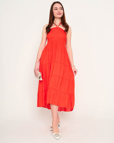 Rochie midi portocalie PLUS SIZE - Imbracaminte
