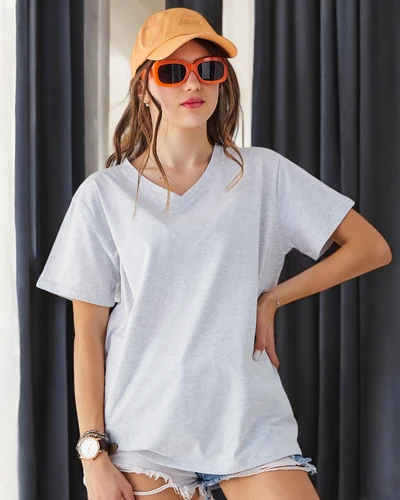 Royalfashion Tricou Casual din Bumbac pentru Femei cu Decolleté