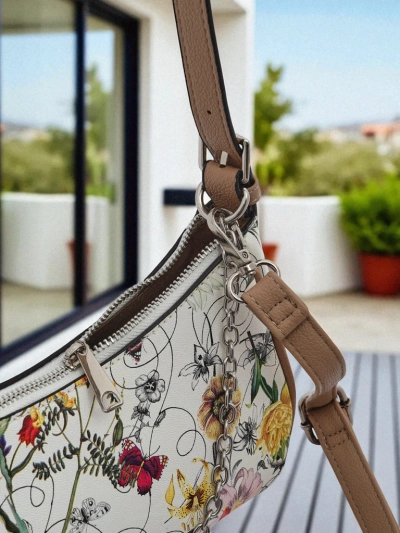 Royalfashion Geantă de mână mică pentru femei, din piele ecologică, cu model floral Lily Bloom