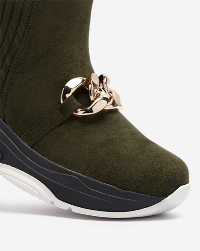 Cizme eco-suede izolate verzi de damă Cuzitta- Footwear