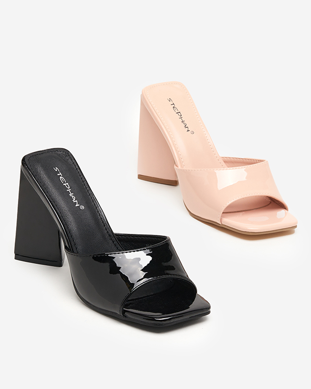 Sandale negre de damă pe un stâlp triunghiular mai înalt Kegita - Încălțăminte