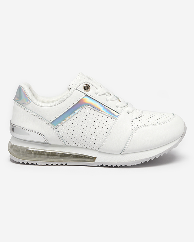 Tenisi de damă albi cu inserție holo Berise - Încălțăminte