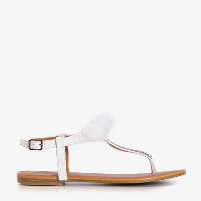 Sandale albe pentru femei cu ornamente Begneti - Încălțăminte