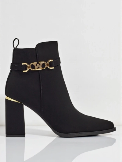 Botine de damă eco piele întoarsă cu toc gros Ostirena