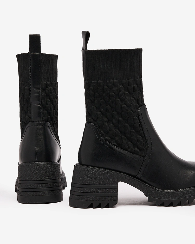 Royalfashion Cizme cu toc plat Acigog negru pentru femei