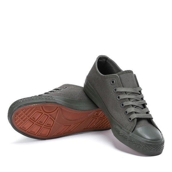 Zielone damskie trampki tkaninowe Essien - Obuwie