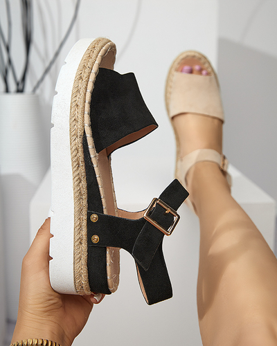 OUTLET Sandale de damă bej pe pană Setovia - Încălțăminte