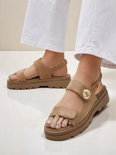 Sandal dam Royalfashion Callisto mawon kwi ekolojik platfòm
