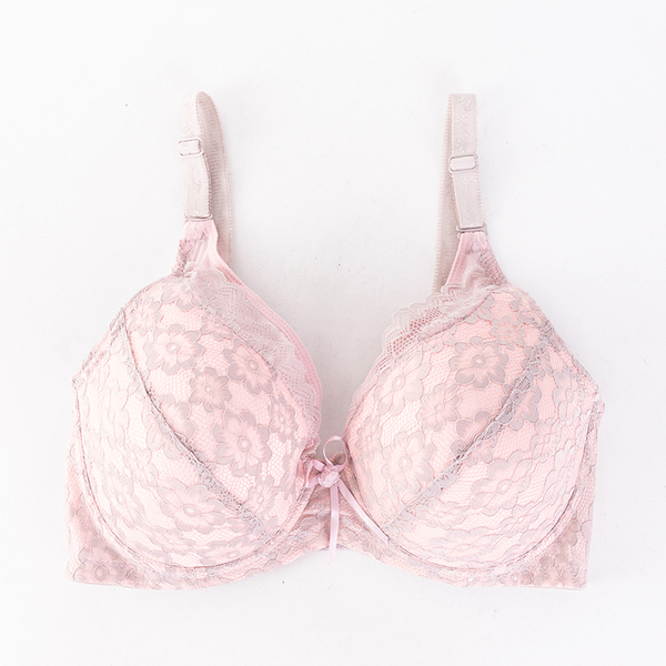 Sutien din dantela roz si gri pentru dama - Lenjerie intima