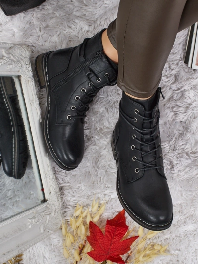 Botine Dama Luna Negre Sintetice Casual de Toamnă