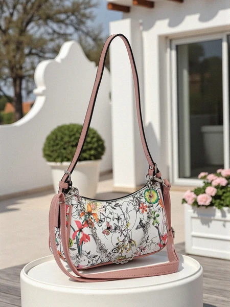 Royalfashion Poșetă mică de damă din piele ecologică cu model floral Lily Bloom