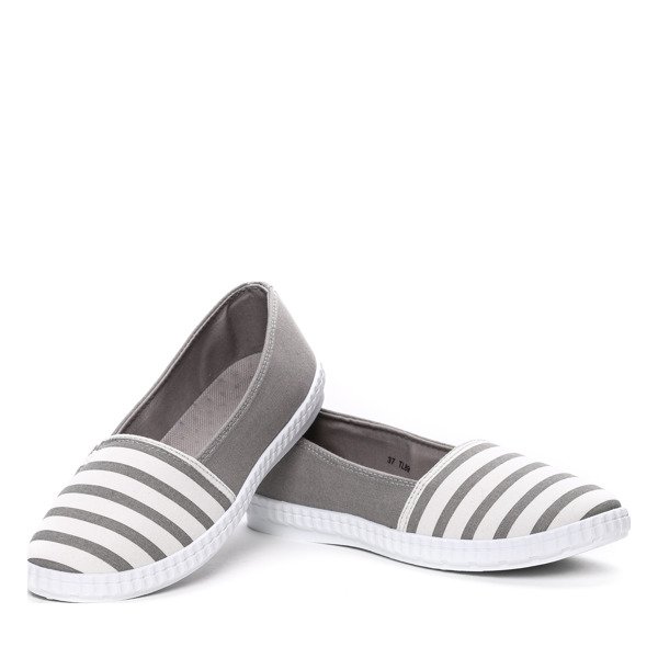 Biało szare slip on w paseczki- Obuwie