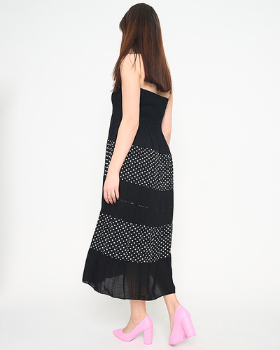 Fustă maxi buline neagră PLUS SIZE - Îmbrăcăminte