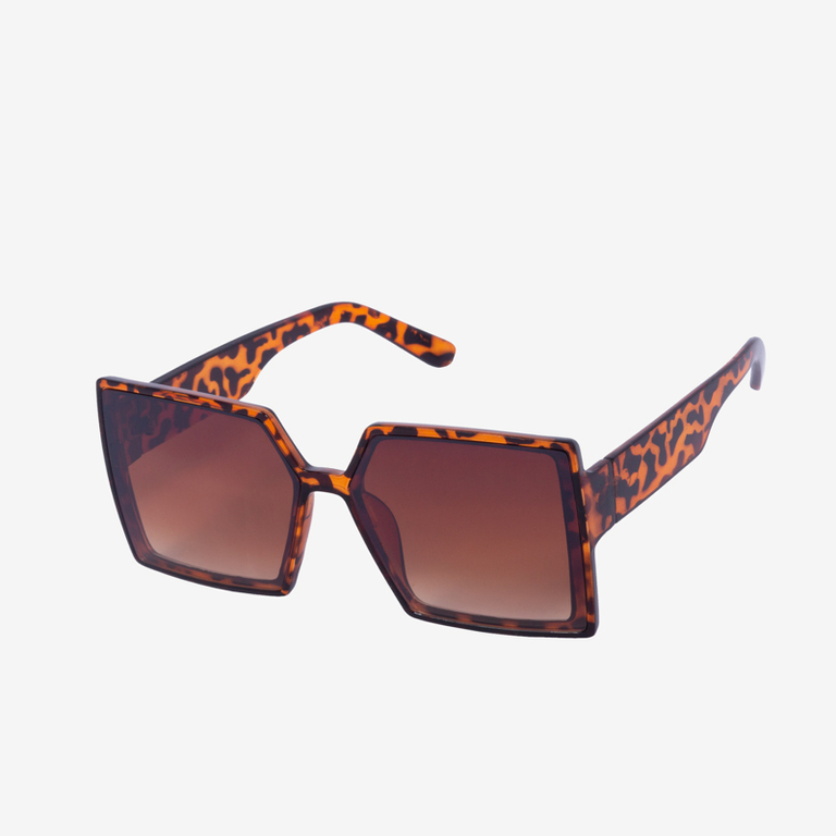 Ochelari de soare pătrați maro cu imprimeu leopard - Accesorii