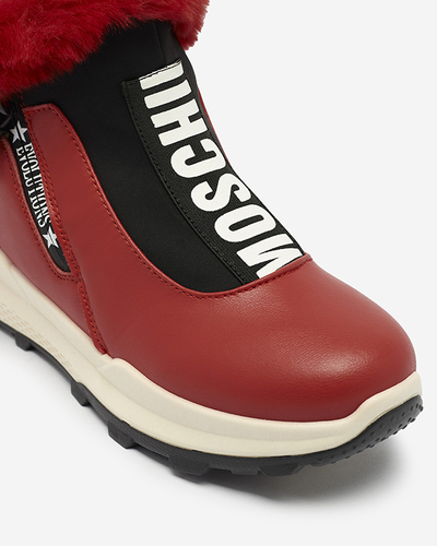 Cizme izolate roșii pentru femei cu blană Scherr- Footwear