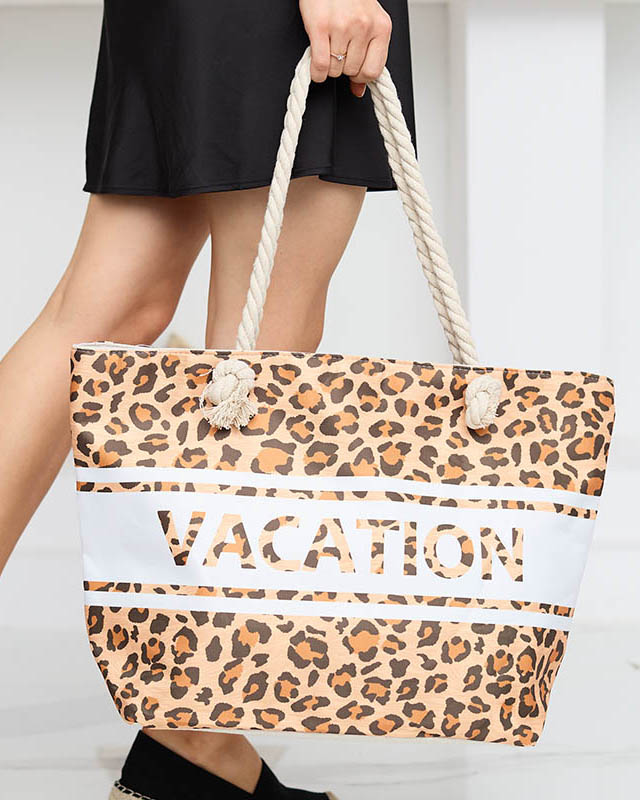 Geanta de plaja dama camel leopard - Accesorii