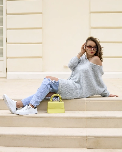 Royalfashion Pulover lung oversize pentru femei Grey