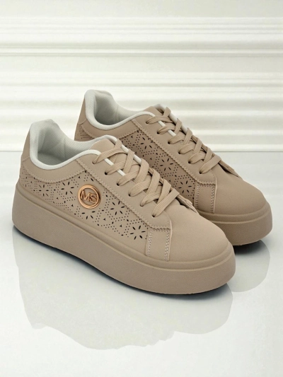 Sneakers de damă cu platformă Callista Royalfashion ecru piele ecologică