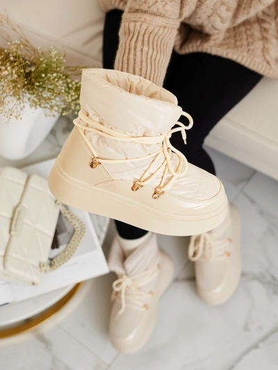 Royalfashion Cizme de zăpadă slip-on pentru femei de culoare crem Dabenda