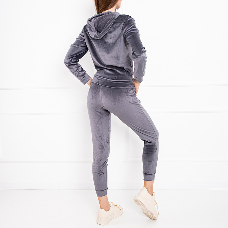 Trening J'adore pentru femei din velur gri - Îmbrăcăminte