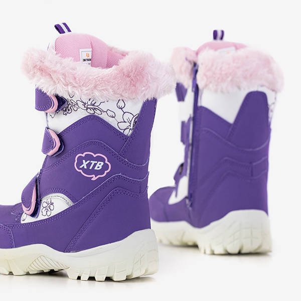 Cizme de zăpadă pentru copii Artaki violet cu blană - Încălțăminte