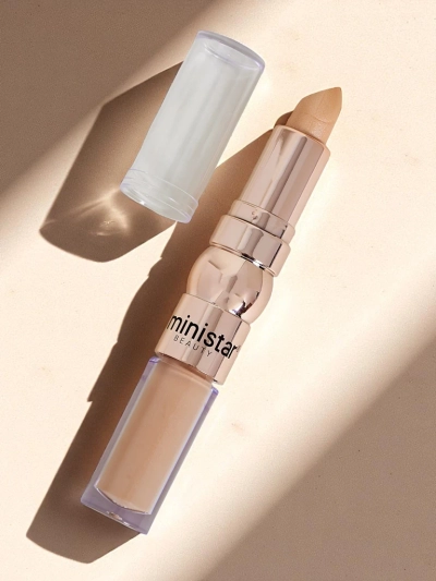 Baton iluminator și anticearcăn lichid pentru față 2-în-1 Golden Beige